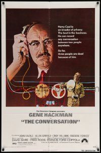 6y152 CONVERSATION 1sh '74 art of Gene Hackman by Bernard D'Andrea, Francis Ford Coppola directed!