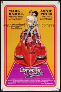 6y155 CORVETTE SUMMER style B 1sh '78 art of Mark Hamill & sexy Annie Potts on custom Corvette!