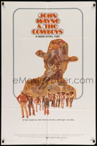6y158 COWBOYS style B 1sh '72 John Wayne & the Cowboys, cool Craig Nelson western art!