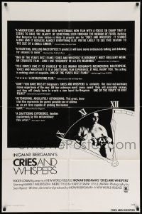 6y161 CRIES & WHISPERS 1sh '73 Ingmar Bergman's Viskningar och Rop, cool artwork!