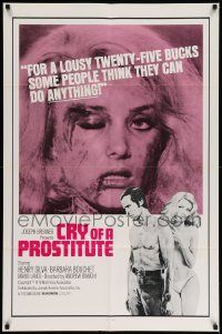 6y164 CRY OF A PROSTITUTE 1sh '76 Henry Silva, image of beaten Barbara Bouchet!