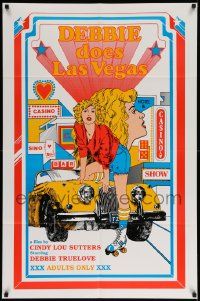 6y174 DEBBIE DOES LAS VEGAS 1sh '82 Debbie Truelove, wonderful sexy gambling casino artwork!