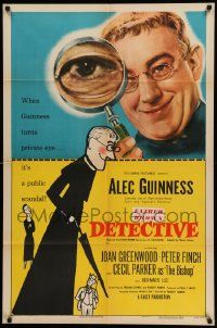 6y181 DETECTIVE 1sh '54 great close-up image & artwork of Alec Guinness!