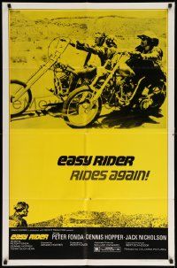 6y209 EASY RIDER 1sh R72 different classic image of Peter Fonda & Dennis Hopper on motorcycles!
