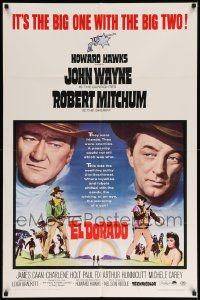 6y215 EL DORADO 1sh '66 John Wayne, Robert Mitchum, Howard Hawks, big one with the big two!
