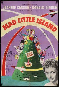 6y666 ROCKETS GALORE English 1sh '57 Mad Little Island, great art of cast on forbidden island!