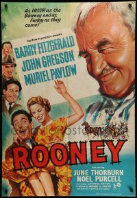 6y676 ROONEY English 1sh '58 Barry Fitzgerald, as Irish as the Blarney and as funny as they come!