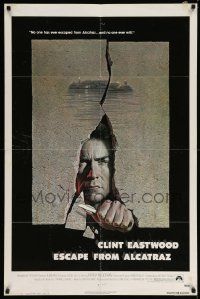 6y223 ESCAPE FROM ALCATRAZ 1sh '79 Eastwood busting out by Lettick, but missing his signature!