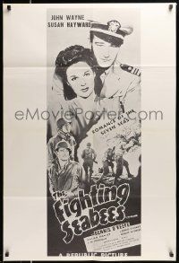 6y241 FIGHTING SEABEES military 1sh R60s cool different artwork of John Wayne, Susan Hayward!