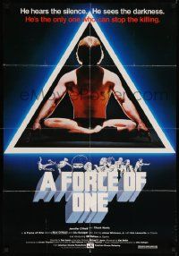 6y253 FORCE OF ONE 27x39 1sh '78 Chuck Norris is so bad he hears silence & sees darkness!