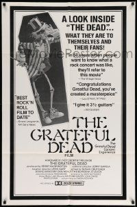 6y296 GRATEFUL DEAD MOVIE 1sh '77 Jerry Garcia, cool image of skeleton!