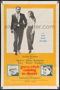6y298 GUESS WHO'S COMING TO DINNER 1sh '67 Sidney Poitier, Spencer Tracy, Katharine Hepburn,Houghton