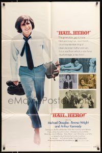 6y301 HAIL, HERO 1sh '69 hippie Michael Douglas, Vietnam anti-war movie!