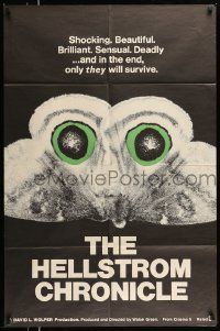 6y317 HELLSTROM CHRONICLE 1sh '71 cool huge moth close up image, only THEY will survive!