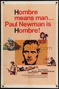 6y340 HOMBRE 1sh '66 Paul Newman, Martin Ritt, Fredric March, it means man!