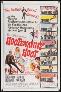 6y345 HOOTENANNY HOOT 1sh '63 Johnny Cash and a ton of top country music stars!