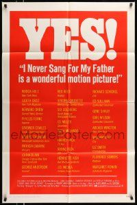 6y361 I NEVER SANG FOR MY FATHER 1sh '70 Melvyn Douglas & Gene Hackman, only artwork poster!