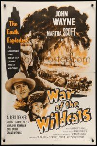 6y368 IN OLD OKLAHOMA 1sh R59 John Wayne, Martha Scott, cool artwork, War of the Wildcats!