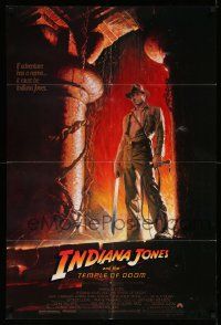 6y375 INDIANA JONES & THE TEMPLE OF DOOM 1sh '84 adventure is Ford's name, Bruce Wolfe art!
