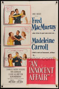 6y377 INNOCENT AFFAIR 1sh '48 Fred MacMurray, sexy Madeleine Carroll!