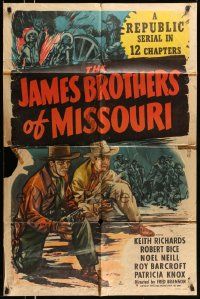 6y384 JAMES BROTHERS OF MISSOURI 1sh '49 Keith Richards as Jesse, Robert Bice as Frank