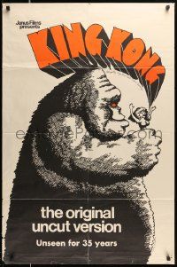 6y413 KING KONG 1sh R68 Fay Wray, Robert Armstrong, cool comic art by Lee J. Reedy!
