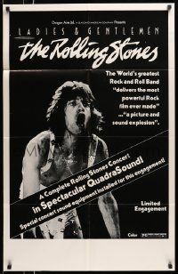 6y423 LADIES & GENTLEMEN THE ROLLING STONES 24x38 1sh '73 c/u of rock & roll singer Mick Jagger!