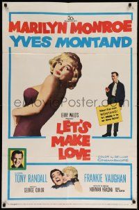 6y438 LET'S MAKE LOVE 1sh '60 two images of super sexy Marilyn Monroe & Yves Montand!