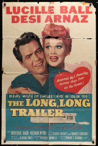 6y446 LONG, LONG TRAILER 1sh '54 newlyweds Lucille Ball & Desi Arnaz go on honeymoon adventure!