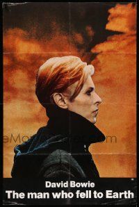 6y469 MAN WHO FELL TO EARTH 1sh '76 Nicolas Roeg, best alien David Bowie close up profile!