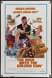 6y470 MAN WITH THE GOLDEN GUN East Hemi 1sh '74 no-TA style, Moore as James Bond by Robert McGinnis