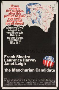 6y472 MANCHURIAN CANDIDATE 1sh '62 art of Frank Sinatra, directed by John Frankenheimer!