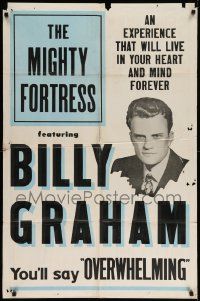 6y495 MIGHTY FORTRESS 1sh '54 Billy Graham, an experience that will live in your heart & mind!
