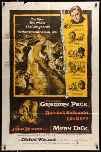 6y500 MOBY DICK 1sh '56 John Huston, great Gustav Rehberger art of Gregory Peck & the giant whale