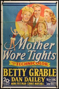 6y508 MOTHER WORE TIGHTS 1sh '47 stone litho art of Betty Grable, Dan Dailey, Mona Freeman!