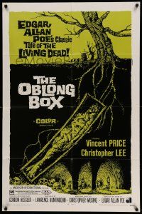 6y555 OBLONG BOX 1sh '69 by director/producer Gordon Hessler, Poe, cool horror art!