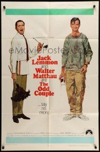 6y556 ODD COUPLE 1sh '68 art of best friends Walter Matthau & Jack Lemmon by Robert McGinnis!