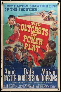 6y573 OUTCASTS OF POKER FLAT 1sh '52 Anne Baxter, Dale Robertson & Hopkins in Bret Harte story!