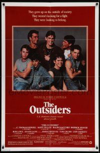 6y574 OUTSIDERS 1sh '82 Coppola, S.E. Hinton, Howell, Dillon, Macchio, image of top cast