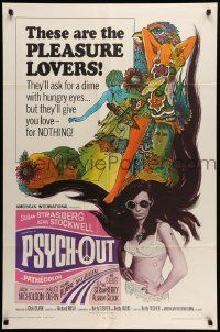 6y610 PSYCH-OUT 1sh '68 AIP, psychedelic drugs, sexy pleasure lover Susan Strasberg!