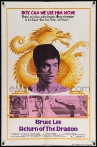 6y638 RETURN OF THE DRAGON 1sh '74 Bruce Lee kung fu classic, Chuck Norris, great images!