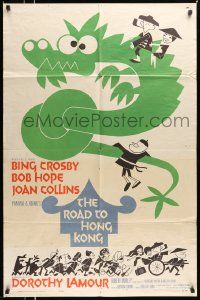 6y658 ROAD TO HONG KONG 1sh '62 wacky art of Bob Hope, Bing Crosby, Joan Collins & Dorothy Lamour