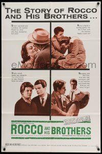 6y665 ROCCO & HIS BROTHERS 1sh '61 Luchino Visconti's Rocco e I Suoi Fratelli, Alain Delon!