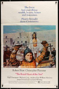 6y682 ROYAL HUNT OF THE SUN style A 1sh '69 Christopher Plummer, art of Robert Shaw as conquistador