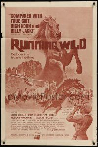 6y685 RUNNING WILD 1sh R70s Lloyd Bridges, Dina Merrill, cool artwork horses!
