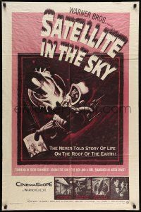 6y693 SATELLITE IN THE SKY 1sh '56 English, the never-told story of life on the roof of the Earth!