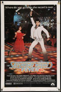 6y694 SATURDAY NIGHT FEVER 1sh '77 best image of disco John Travolta & Karen Lynn Gorney!