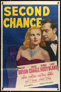 6y709 SECOND CHANCE 1sh '47 Kent Taylor eyes sexy Louise Currie in a low-cut dress!
