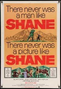 6y727 SHANE 1sh R66 most classic western, Alan Ladd, Jean Arthur, Van Heflin, De Wilde!