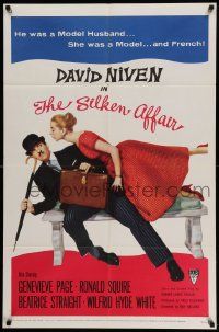 6y740 SILKEN AFFAIR 1sh '56 David Niven is a model husband, sexy Genevieve Page is a French model!